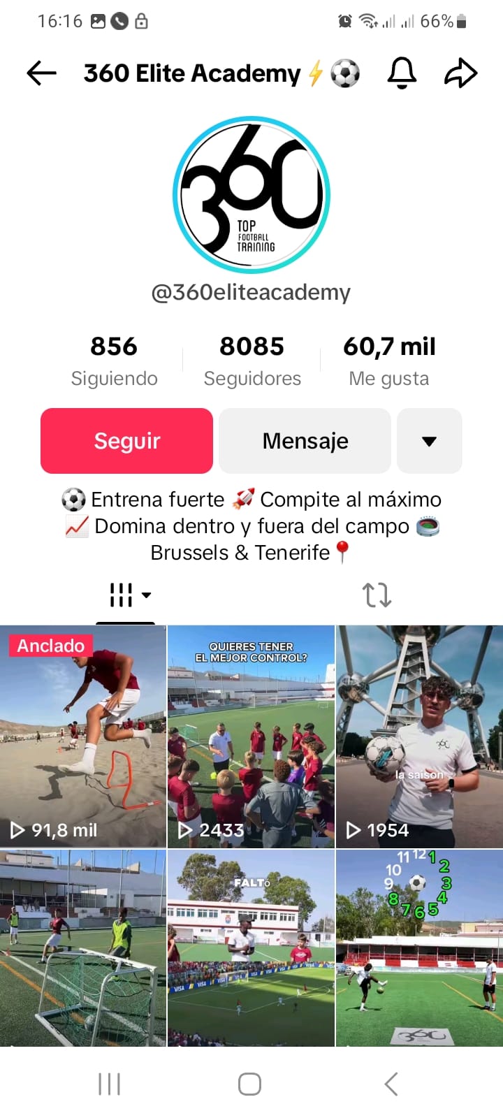 Perfil de TikTok de 360 Elite Academy